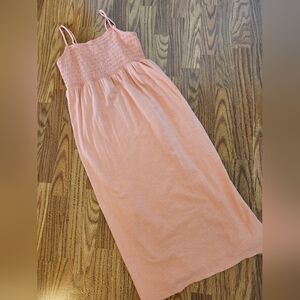 Old Navy Coral Smocked Spaghetti strap tank midi dress